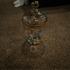 hand-etch and painted with 24-karat gold highlights. Italian glass